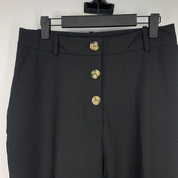 Zara Pants Black High Rise Buttoned Trousers Slim Straight NWT - Picture 4 of 10